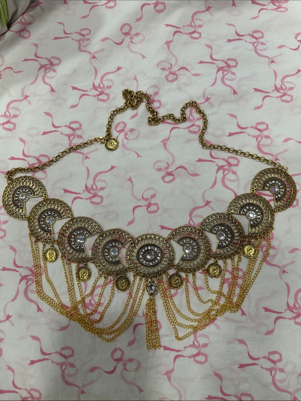 Gold-Tone Statement Coin Fringe belt